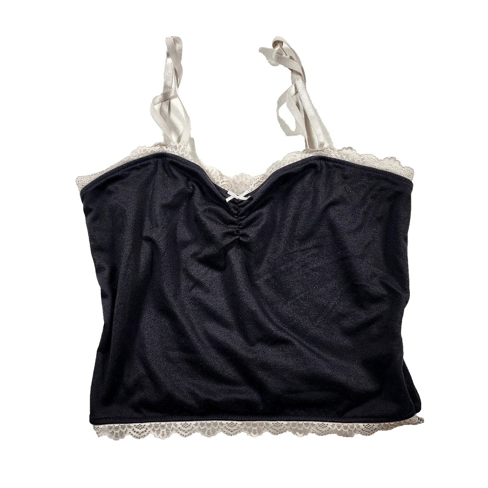 Y2K Faded Rose Cami Top Womens Large Lace Trim Cottage Fairy Grunge Y2K